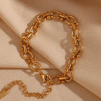 E b belle loja oficial oval flor artesanal corrente pulseira 18k banhado a ouro pulseiras de mão femininas 316l jóias de aço inoxidável