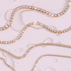 Ebbelle 2mm3mm4mm5mm brilhante luxo 3a zircão tênis corrente colares para mulher aço inoxidável banhado a ouro colar de dama de honra