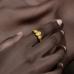 Ebbelle Anel de zircão transparente geométrico de alta qualidade clássico estilo 18k banhado a ouro joias populares charme hipoalergênico