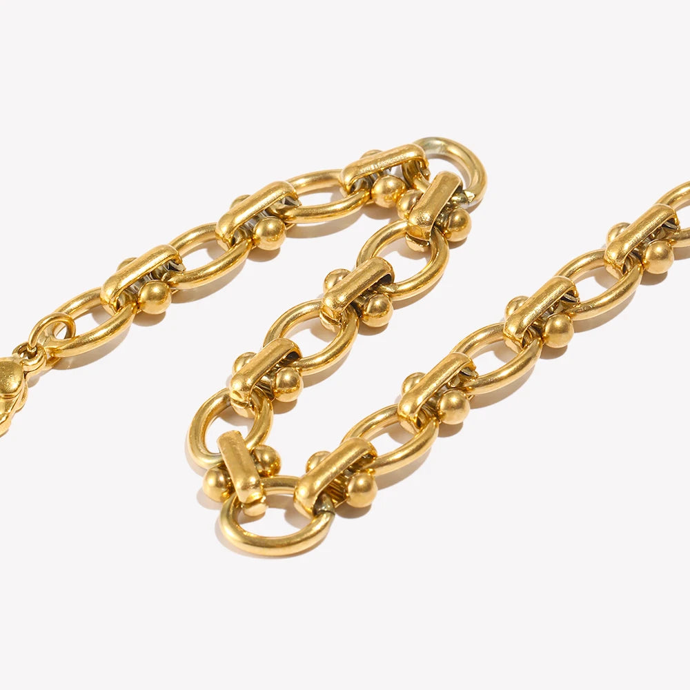 E b belle loja oficial oval flor artesanal corrente pulseira 18k banhado a ouro pulseiras de mão femininas 316l jóias de aço inoxidável