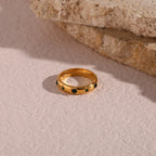 Ebbelle 18K banhado a ouro verde zircão pérola anéis para mulheres à prova d'água hipoalergênico delicado anel de ouro joias de aço inoxidável