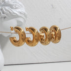 E.B.belle Brincos de argola banhados a ouro, leves e ocos, para mulheres, minimalistas, de aço inoxidável, à prova d'água, sem manchas