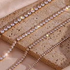 Ebbelle 2mm3mm4mm5mm brilhante luxo 3a zircão tênis corrente colares para mulher aço inoxidável banhado a ouro colar de dama de honra