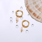 Ebbelle minimalista aço inoxidável pequenos brincos de argola de água doce pérola encantos meninas senhoras na moda jóias 2024 brincos de pérola
