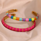 Design Caterpillar Pulseiras para Mulheres, Pulseiras Coloridas de Esmalte, Punho de Aço Inoxidável, Jóias Y2K Bonitos, Verão