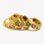 E.B.belle Brincos de argola de zircônia coloridos sem manchas brincos banhados a ouro 18K para mulheres joias de aço inoxidável 316L