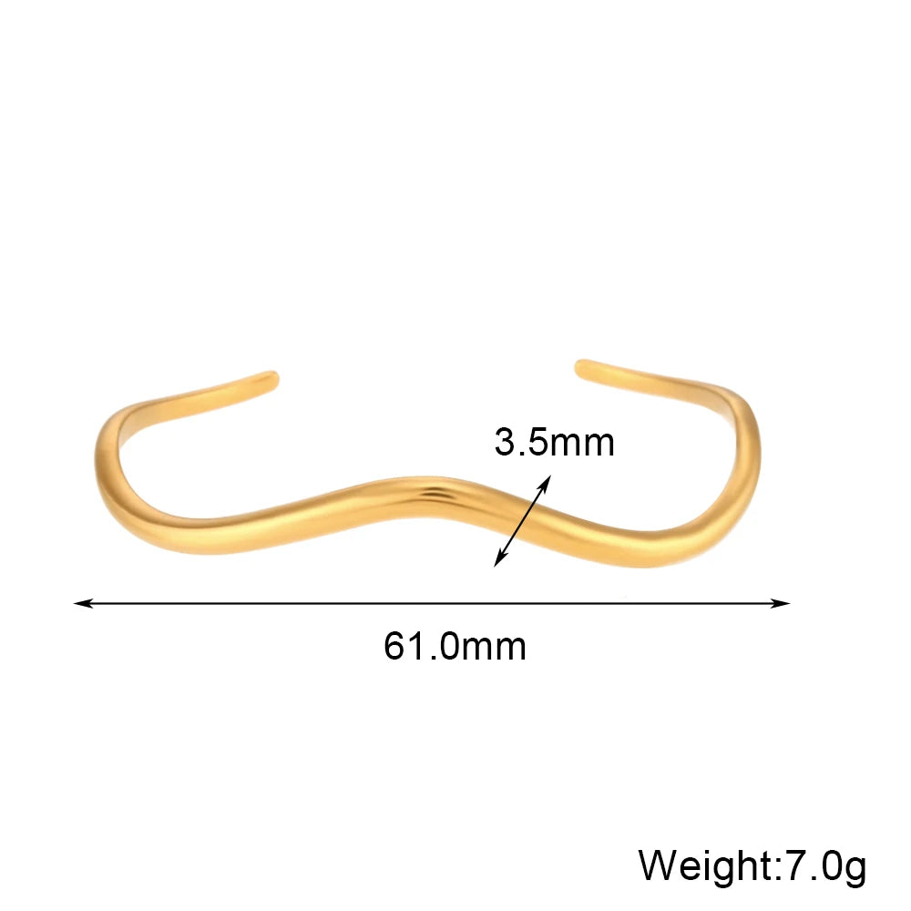 Ebbelle 2024 novo em férias praia acessórios à prova dwaterproof água forma de onda manguito pulseira para mulher pulseiras de aço inoxidável