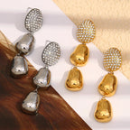 Ebbelle luxo zircão amendoim pingente brincos de aço inoxidável 18k banhado a ouro manchar livre jóias femininas festa hipoalergênico