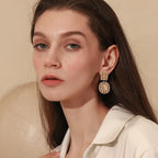 Ebbelle moda 18k banhado a ouro luxo emendado quadrado zircão completo pérola brincos feminino festa chique jóias não manchado
