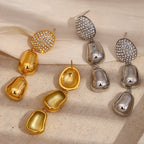 Ebbelle luxo zircão amendoim pingente brincos de aço inoxidável 18k banhado a ouro manchar livre jóias femininas festa hipoalergênico