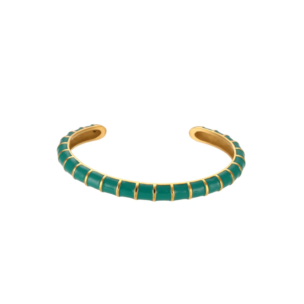 Design Caterpillar Pulseiras para Mulheres, Pulseiras Coloridas de Esmalte, Punho de Aço Inoxidável, Jóias Y2K Bonitos, Verão