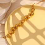 Ebbelle estilo clássico banhado a ouro contas redondas pulseira de aço inoxidável brilhante hipoalergênico à prova d'água joias femininas