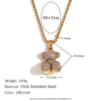 E.B.belle Colar com pingente de urso sentado, resistente à água, banhado a ouro 18K, aço inoxidável 316L
