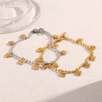 Ebbelle Pulseira criativa de cor mista redonda com miçangas coração pulseira banhada a ouro 18K joias da moda em aço inoxidável