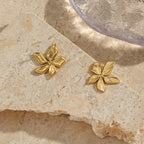 Ebbelle elegante romântico flor brincos para mulher à prova dwaterproof água de aço inoxidável dourado forma floral jóias presente para senhoras