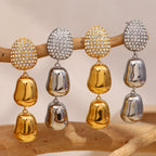 Ebbelle luxo zircão amendoim pingente brincos de aço inoxidável 18k banhado a ouro manchar livre jóias femininas festa hipoalergênico