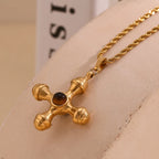 E.B. Belle-Ágata Leme Forma Colar Pingente, 18K banhado a ouro, aço inoxidável, Twists Cadeia, Pedra Natural, Cor Marrom