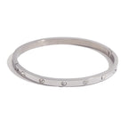 E.B.belle Pulseira com fivela de zircônia pontilhada, resistente à água, pulseira de aço inoxidável 316L para mulheres, joias banhadas a ouro 18K